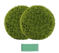 Artificial Topiary Balls, Set of 2 Round Fake Boxwood Leaf Plants, Indoor Outdoor Decorative Faux Buxus Grass Balls for Home Office Garden