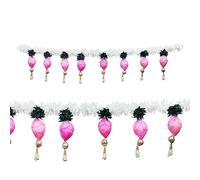 Artificial Toran Door Hanging Square Bandanwar Beads with Tassels Toran Wall Hanging for Entrance Temple Living Room Home Decor Valance Christmas Festival New Year Decoration(Size-36")(Pink,White)