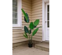 Artificial Traveller's Palm Tree Faux Plant Large Indoor Statement Piece in Green | Size: Small The hot sale Green Small