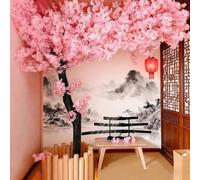 Artificial Tree Large Cherry Blossom and Dense Artificial Peach Tree, With Solid Wood Trunk, Stunning Lifelike, Perfect for Home Office Party Wedding Birthday Christmas,A,2.5x2.0m