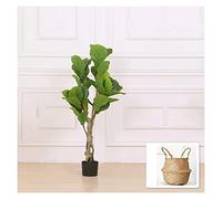 Artificial Trees 47 Inch Artificial Fiddle Leaf Fig Tree， Faux Fake Tree with Woven Basket， for Indoor/outdoor Decor Potted plants