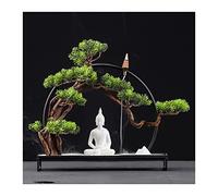 Artificial Trees Artificial Bonsai Tree Iron Art Fake Plants Artificial Zen Bonsai Tree Ceramic Figure Buddha Ornaments For Home Office Indoor Decor Simulated Pine,Gold