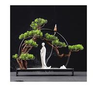 Artificial Trees Artificial Bonsai Tree Iron Art Fake Plants Artificial Zen Bonsai Tree Ceramic Figure Buddha Ornaments For Home Office Indoor Decor Simulated Pine,C