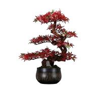 Artificial Trees Artificial Maple Leaf Tree Japanese Zen Ornaments Indoor Space Fake Plant Decoration Living Room Tea Room Desktop Ornaments, Office Bonsai Simulated Pine,Grey
