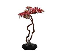 Artificial Trees Artificial Maple Tree Japanese Style Root Simulation Red Maple Tree Zen Study Bonsai Ornaments For Home Office Store Decoration Simulated Pine
