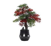 Artificial Trees Artificial Tree Bonsai Creative Red And Green Leaves Black Stones Ceramic Flower Pots Simulation Plant Decoration In The Living Room And Office Simulated Pine