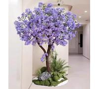 Artificial Trees Large Simulated Lilac Tree Dense Blue Purple Handmade Fake Lilac Tree for Home Office Garden Farmhouse Christmas Holiday Decor(10FT)