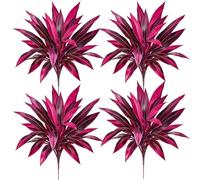 Artificial Tropical Plants Outdoor UV Resistant Artificial Plant, 23.6in 2Pcs Large Realistic Artificial Dragon's Blood Tree Plants,Greenery Patio Outside Shrubs Flower Grass Front Porch Decor (4PCS)