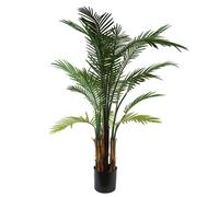 Artificial Tropical Raphis Palm Tree with Natural Trunk UV PROTECTED OUTDOOR Botanik Leaf Green One Size