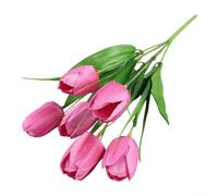 Artificial Tulip Bouquet for Home Party Wedding Decoration with Soft Rubber Blend Material and Realistic Detail (Pink)