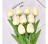 Artificial Tulip Bouquet Set for Weddings and Home, 2PCS Real Touch Fake Flowers for Effortless Elegance (Milk White)