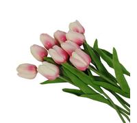 Artificial Tulip Flowers 10 Pack Bouquet for Wedding Home Living Room Decoration with Silk Material and Lifelike Design (33CM Pink)