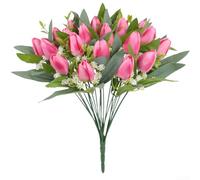 Artificial Tulip Rose Bouquet for Wedding Table Styling Home Accent Decor Photography Background Display (C)