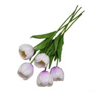 Artificial Tulip Silk Flowers for Wedding Table Centerpiece and Event Decor with Soft Texture and Bendable Wire Stems for Personalized Arrangements (Purple)
