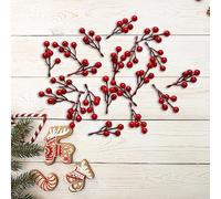 Artificial Tulips Flowers Three Different Types Of Red Berry Family Festival Wedding Branches Are Festival (B, 7cm)