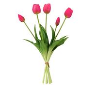 Artificial Tulips Real Touch Tulips Fake Latex Tulip Flowers Bouquet for Home Wedding Party Decor Floral Arrangements Centerpieces 5Pcs Dark Pink