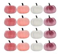 Artificial Velvet Pumpkin Collection of 12 with Foam Core, Suitable for Autumn Decor and Seasonal Centerpieces at Holiday Gatherings and Festive Parties