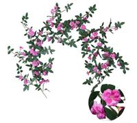 Artificial Vine Garland Silk Flower Wall Hanging With Flexible Wire For Wedding Decoration Ceiling Drape Light Pink Color 1.8m Length(purple)