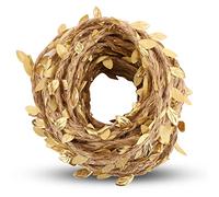 Artificial Vine, Natural Hemp Rope Fake Foliage Leave Burlap Twine Vine Garland Rustic Rattan for Wedding Home Deco-10m / 32.8ft(gold)