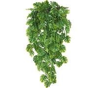 Artificial Vine, Turtle Leaf Fake Hanging Plants Plastic Leaf Ivy Greenery Garland Faux Vines Grass Flowers Leaves Home Garden Outdoor Indoor Party Wedding DIY Bedroom Wall Decor Decoration 2 Pack
