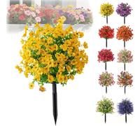 Artificial Violet for Outdoor Indoor Garden Home Decoration, Fleurs Artificielles Decoration Exterieur with Ground Spikes for Porch Patio Decor (Yellow)