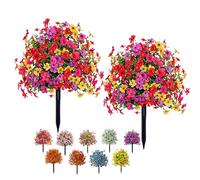 Artificial Violet for Outdoor Indoor Garden Home Decoration, Violet Flowers Balls Topiary Trees with Ground Spike, Realistic Plastic Garden Decor Plants for Home Garden Yard Patio (Colorful×2)