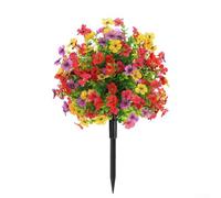 Artificial Violet Ground Flower Accent with Ground Nails for Placement in, Soil, or Potted Environments (B)