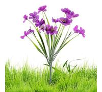 Artificial Violets Bouquet | PP Material UV Resistant 32.5x12cm Realistic Spring Grass Floral Decor | Faux Blossom Arrangement Colorful Pink Violet Yellow | Indoor Outdoor Garden Patio Porch Lawn Balc