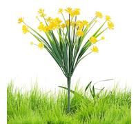 Artificial Violets Bouquet | PP Material UV Resistant 32.5x12cm Realistic Spring Grass Floral Decor | Faux Blossom Arrangement Colorful Pink Violet Yellow | Indoor Outdoor Garden Patio Porch Lawn Balc