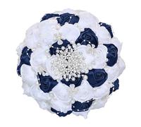 Artificial Wedding Bouquets Hand made Flower Rhinestone Bridesmaid Crystal Bridal Wedding Bouquet (Color : Navy blue and white 21cm)