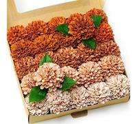 Artificial Wedding Dahlia Flowers 25 pcs Fake Roses with Stem for DIY Wedding Decor Centerpieces Arrangements Bouquets (Shades of Burnt Orange)