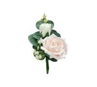 Artificial Wedding Flowers Hand-made by Petals Polly, DOUBLE FOAM ROSE BUTTONHOLE IN BLUSH PINK & IVORY