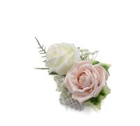 Artificial Wedding Flowers Hand-made by Petals Polly, FOAM ROSE WRIST CORSAGE IN MOCHA PINK & IVORY