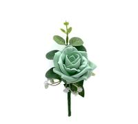 Artificial Wedding Flowers Hand-made by Petals Polly, Mint Green Single Foam Rose Buttonhole with Eucalyptus & Gypsophila