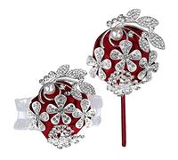 Artificial Wedding Wrist Corsage and Boutonniere Set with Rhinestone and Pearl for Bridal Party Floral Accessories for Bride Groom Bridesmaids Prom Party (Wine Red)