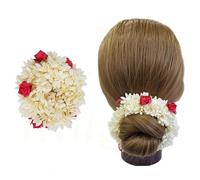 Artificial White Chrysanthemum and Red Rose Hair Clips, Floral Hair Accessories for Women (pack of 2)