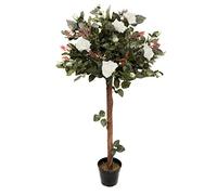 Artificial White Rose Tree 30 Flowers 120cm/4ft