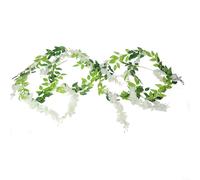 Artificial White Wisteria Garland 6.65 Feet with Flexible Plastic Vine Stem and Natural-Looking Flower Blooms