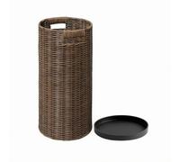Artificial Wicker Umbrella Holder with Handle, Umbrella Stand Organizer Bin | PE Construction, with Removable Tray, Long, Umbrella Storage Stand for Entryway Office Home, Umbrellas Yoga Mat, 53x25cm
