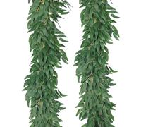 Artificial Willow Leaves Vine Twigs 2Pcs 6Ft Fake Hanging Plant Silk Willows Leaf Ivy Garland Faux Italian Ruscus Greenery Indoor Outdoor Wedding Arch Jungle Beach Birthday Party Garden Decor