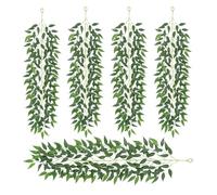 Artificial Willow Vines Garland 35.43" Real Touch Silk Hanging Greenery Washable Fake Vines for Home Decor Wedding Party Outdoor Indoor Wall Decoration (5PC Willow)