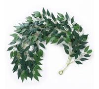 Artificial Willow Vines Garland Italian Ruscus Vine, 3 Pack 35.43" Real Touch Silk Hanging Greenery Washable Fake Vines for Home Decor Wedding Party Outdoor Indoor Wall Decoration Vine
