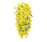 Artificial Wisteria Basket Vine Violet Rose Hanging Baskets, Artificial Trumpet Flower for Garden Wall Fence Wedding Balcony Outdoor Inside Decoration (C)