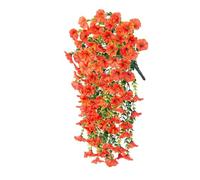Artificial Wisteria Basket Vine Violet Rose Hanging Baskets, Artificial Trumpet Flower for Garden Wall Fence Wedding Balcony Outdoor Inside Decoration (E)
