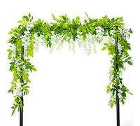 Artificial Wisteria Flowers, 7 ft Hanging Vine Garland White 2 Pcs | Realistic Trailing Floral Decor for Wedding Arches, Party Backdrops, Home, Garden and Outdoor Displays, DIY Crafts and Events