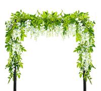 Artificial Wisteria Flowers, 7 ft Hanging Vine Garland White 4 Pcs