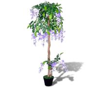 Artificial Wisteria Tree Lavender 160cm Polyester Leaves Wood Trunk Pot IronWire