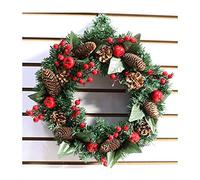 Artificial Wreath Artificial Christmas Garland, Pine Cones and Red Berries, Christmas Decoration Rattan,for The Xmas Decoration Wreath for Front Door,Red Fruit 46cm