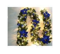 Artificial Wreath, Artificial Wreath Pre-lit Artificial Christmas Garland Holiday Decorations for Outdoor Or Indoor 2.7m/8.8ft Wreath for Front Door,Purple Flower-with Light