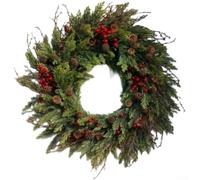Artificial Wreath Christmas Cedar Design Snow Dusted Branches Red Berries for Home Decoration 55cm(45cm)